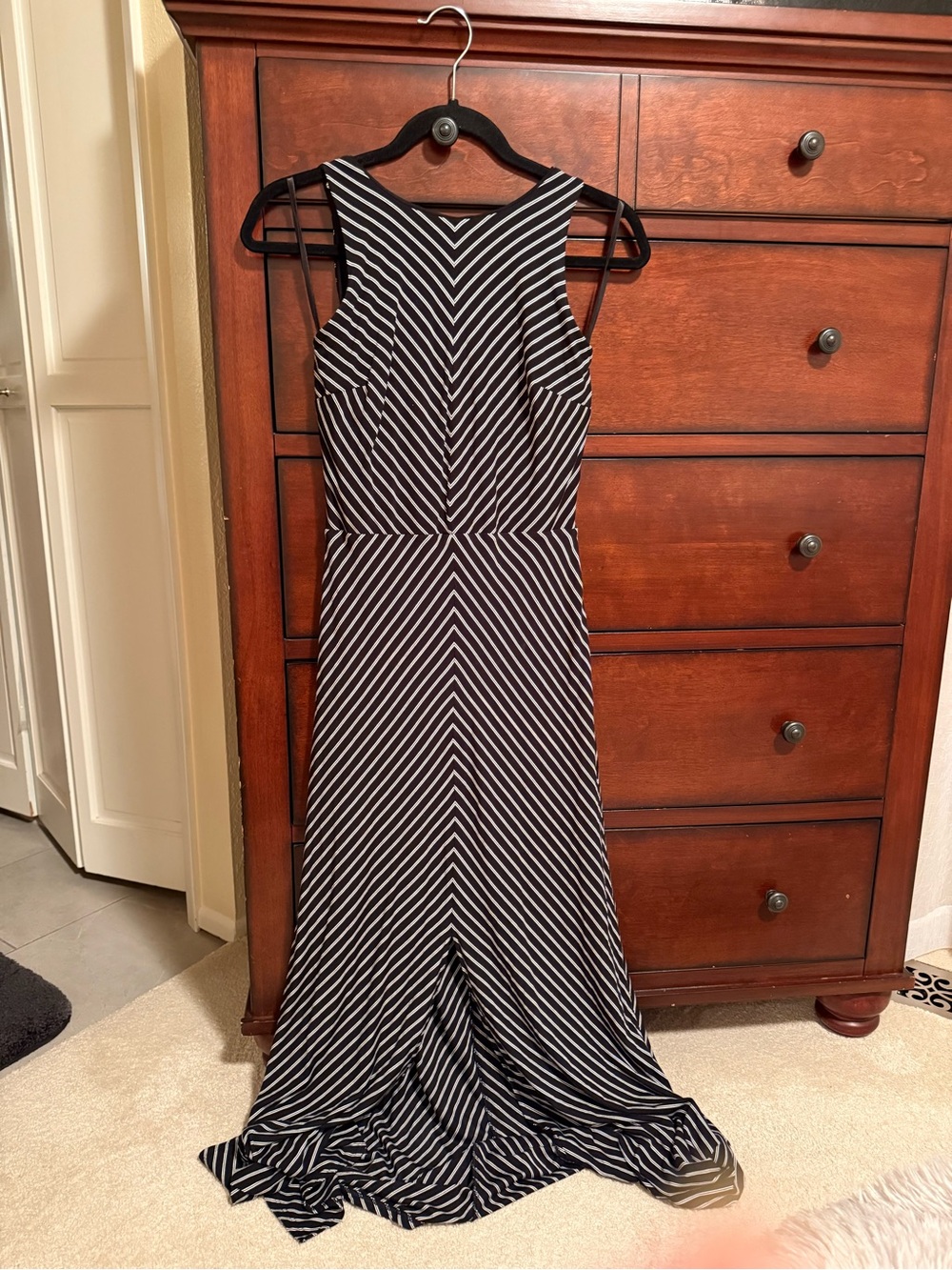 Classic Black and White Striped Maxi Dress